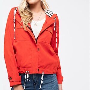 Perch by Blu Pepper Red Utility Jacket with Hood NWT 2XL
